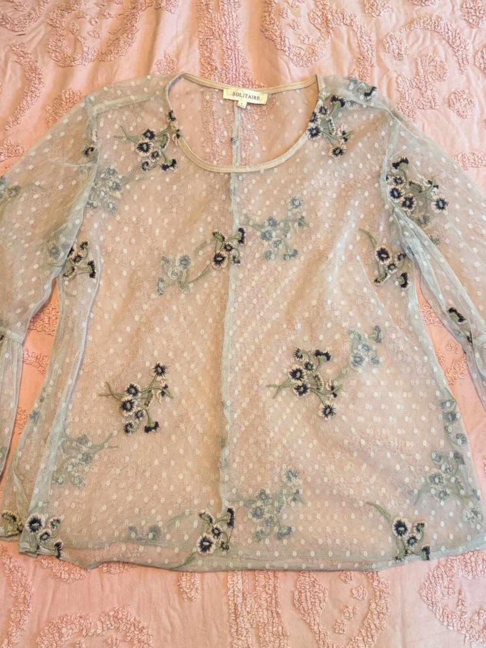 Women's Cream and Purple Blouse